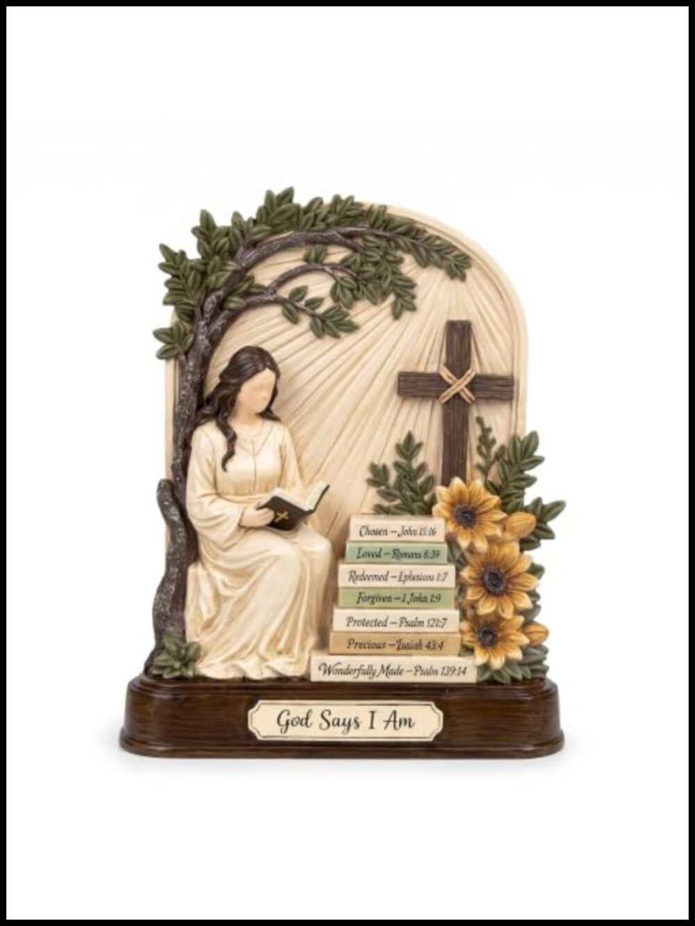 Hand Painted Resin Christian Figurine God Says I Am Tabletop Decor